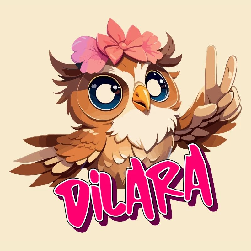 DILARA - Schöner Mädchen Name mit süßer EULE