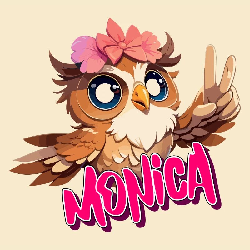 MONICA - Schöner Mädchen Name mit süßer EULE