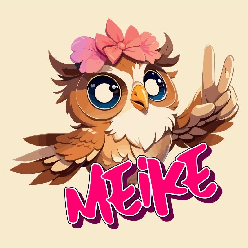 MEIKE - Schöner Mädchen Name mit süßer EULE