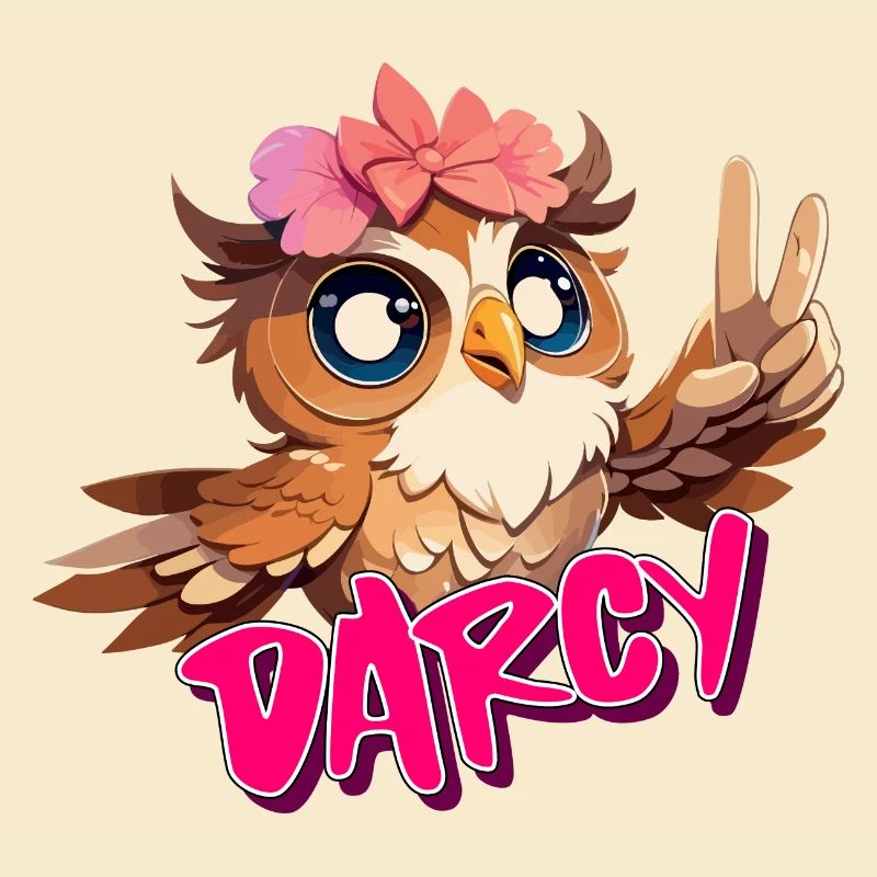DARCY - Schöner Mädchen Name mit süßer EULE