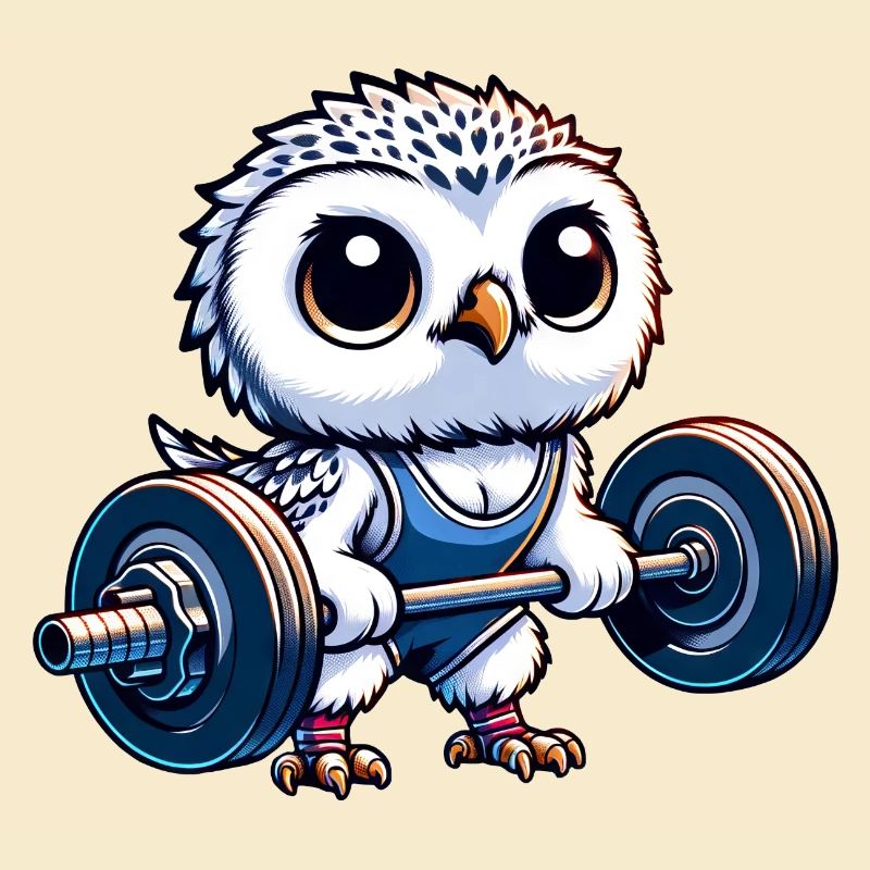 Eule mit Hanteln Workout Schneeeule Stemmen