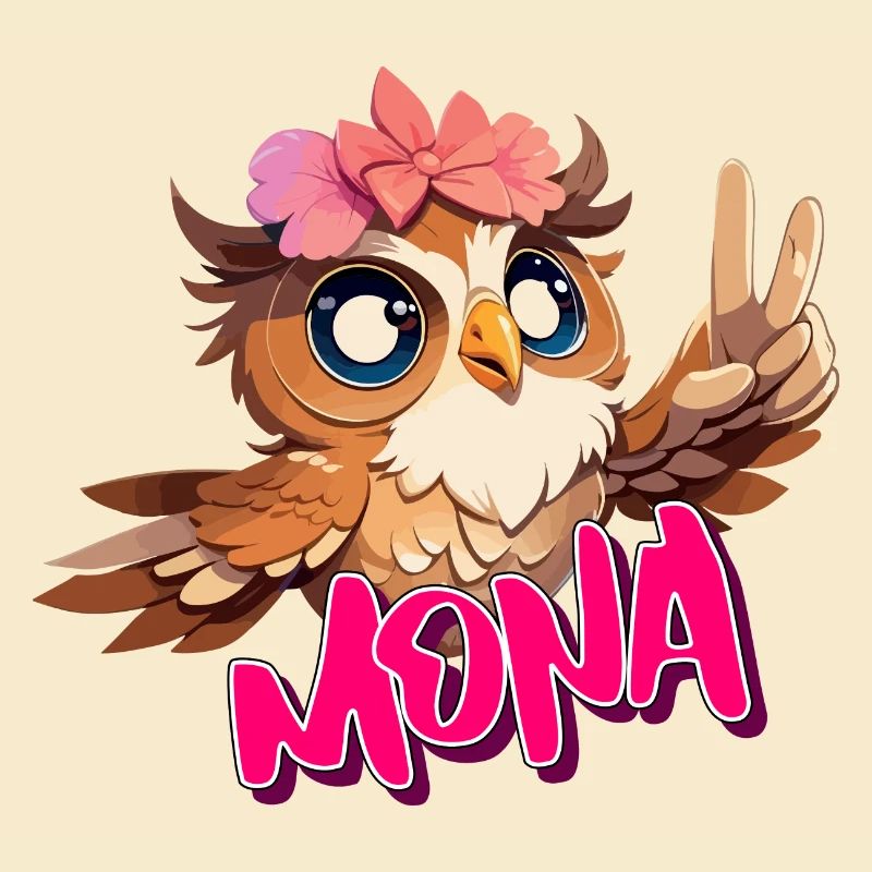 MONA - Schöner Mädchen Name mit süßer EULE