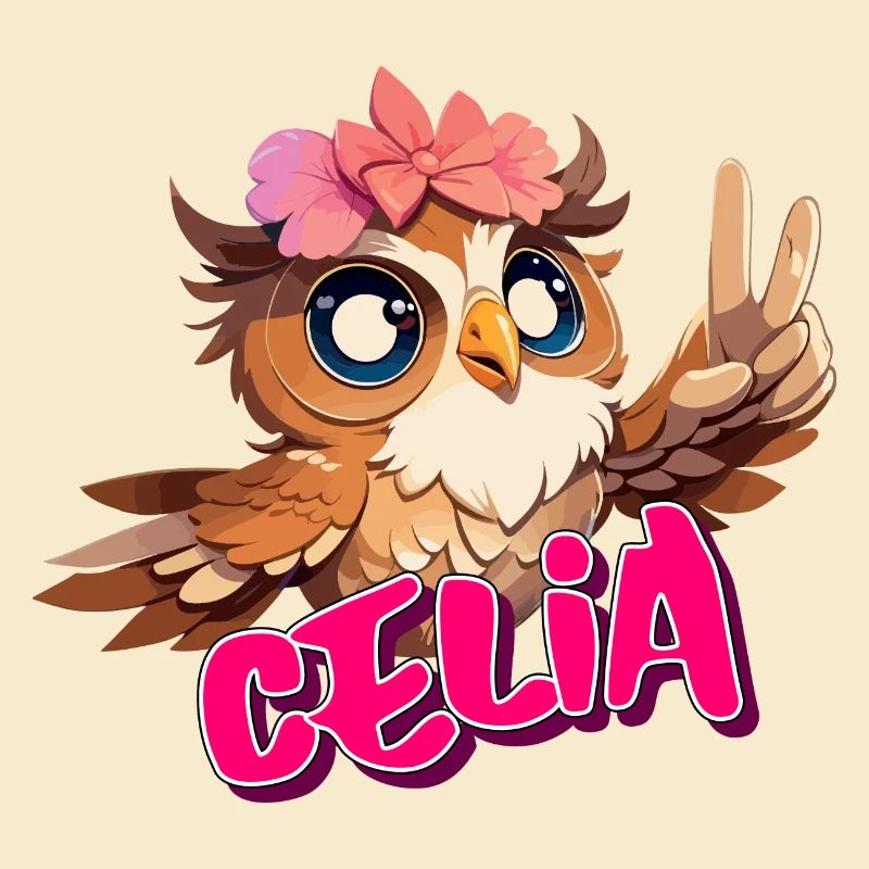 CELIA - Schöner Mädchen Name mit süßer EULE