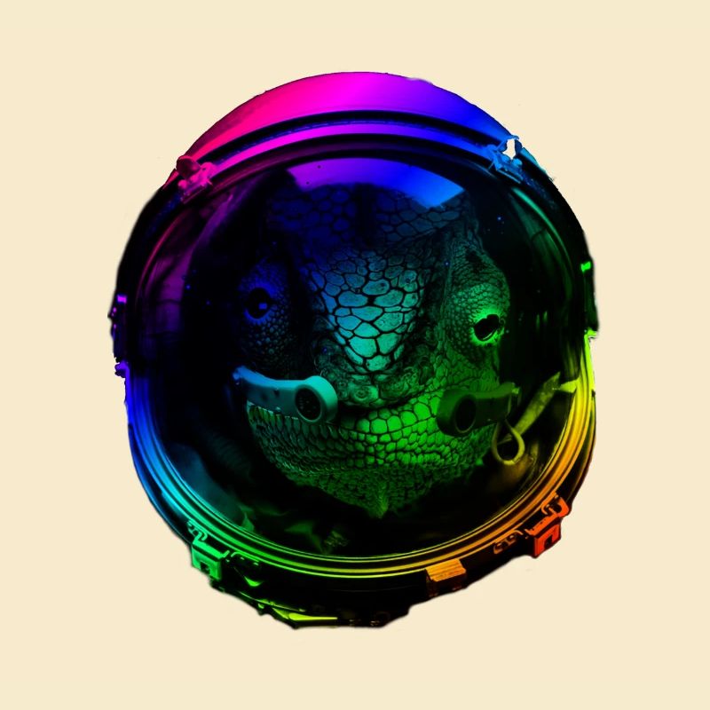 Astronaute Chameleon Reptile Keeper Dans l’espace