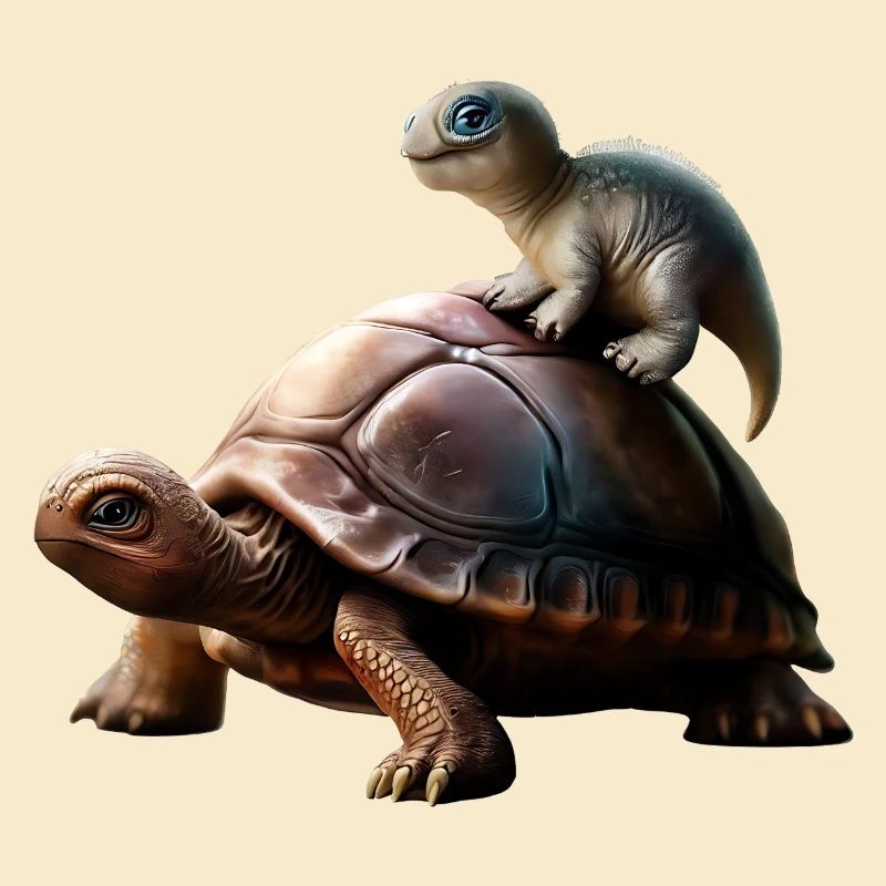 Dinosaur on turtle