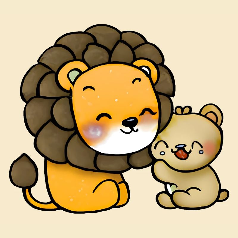Löwe kuschelt Bär