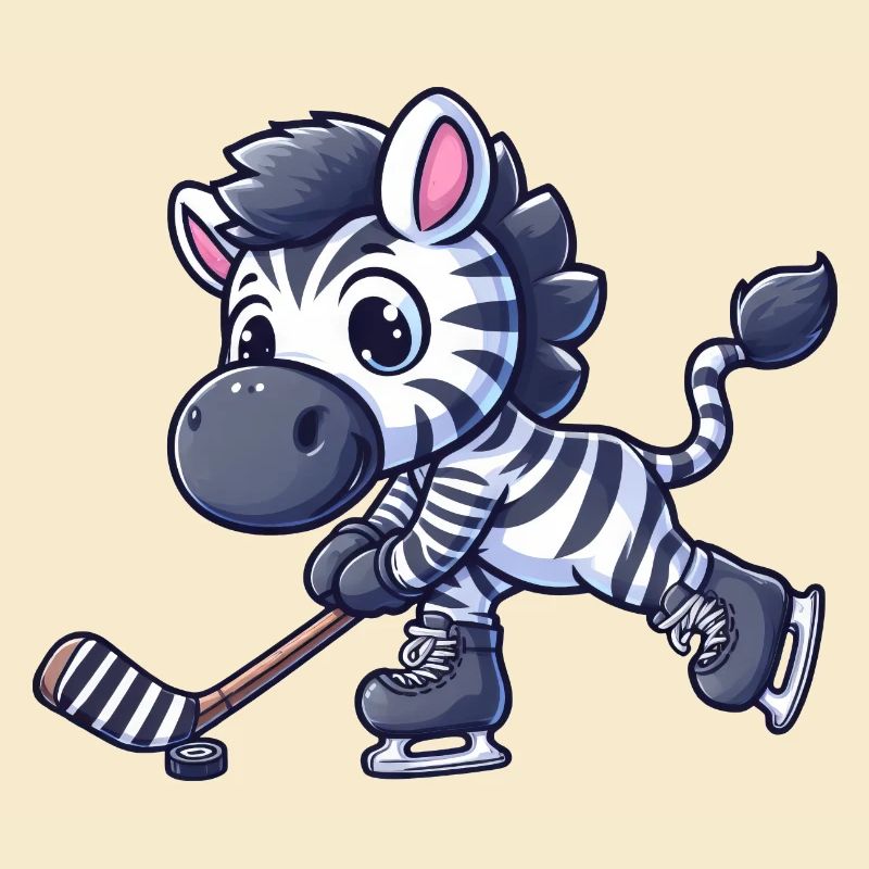 Zebra-Eishockeyspieler - Lustige Illustration