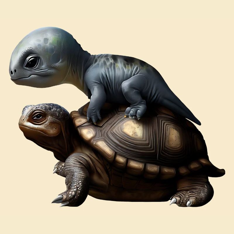 Dinosaur on turtle