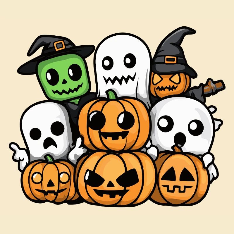 Halloween Party Comic Pumpkin Ghost