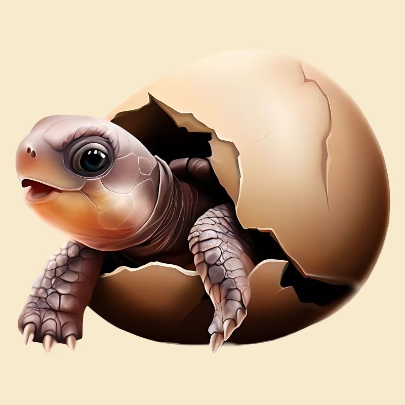 Turtle hatches from the egg