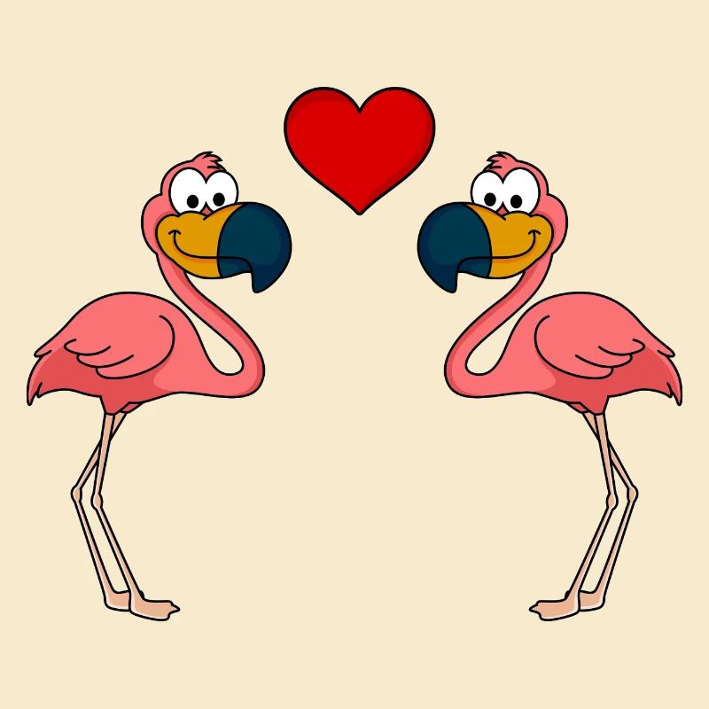 Flamingo Comic Paar liebe