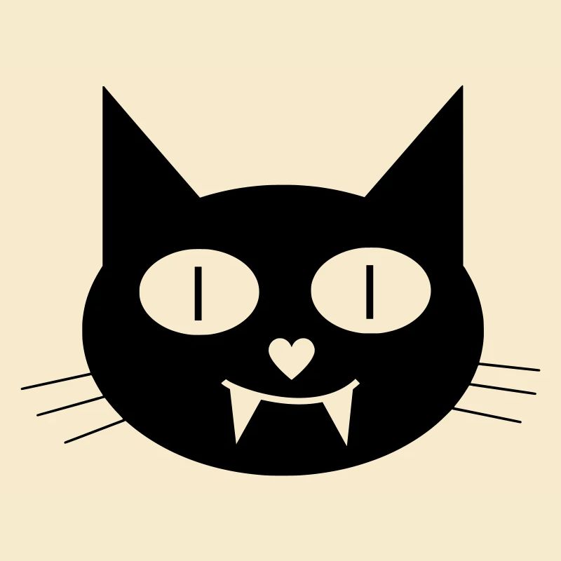 Halloween Vampir-Katze mit Eckzähnen