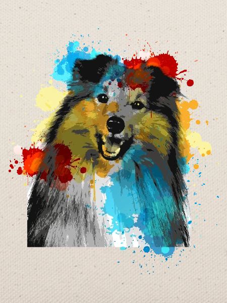 Sheltie Wasserfarben Bunt