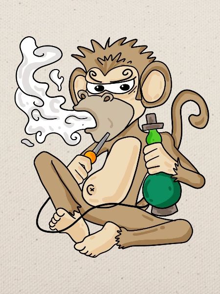 Shisha Wasserpfeife Rauchender Affe