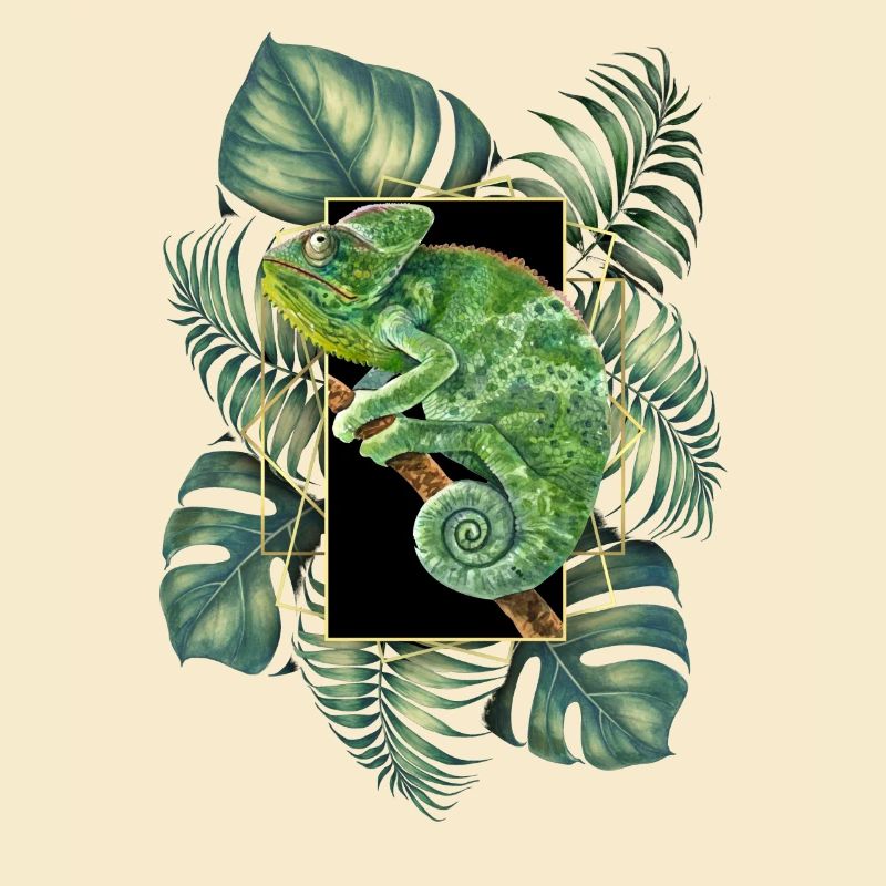 Veiled Chameleon Jungle Pattern Tropical Chameleon