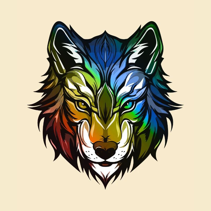 Wolf Kopf Bunt