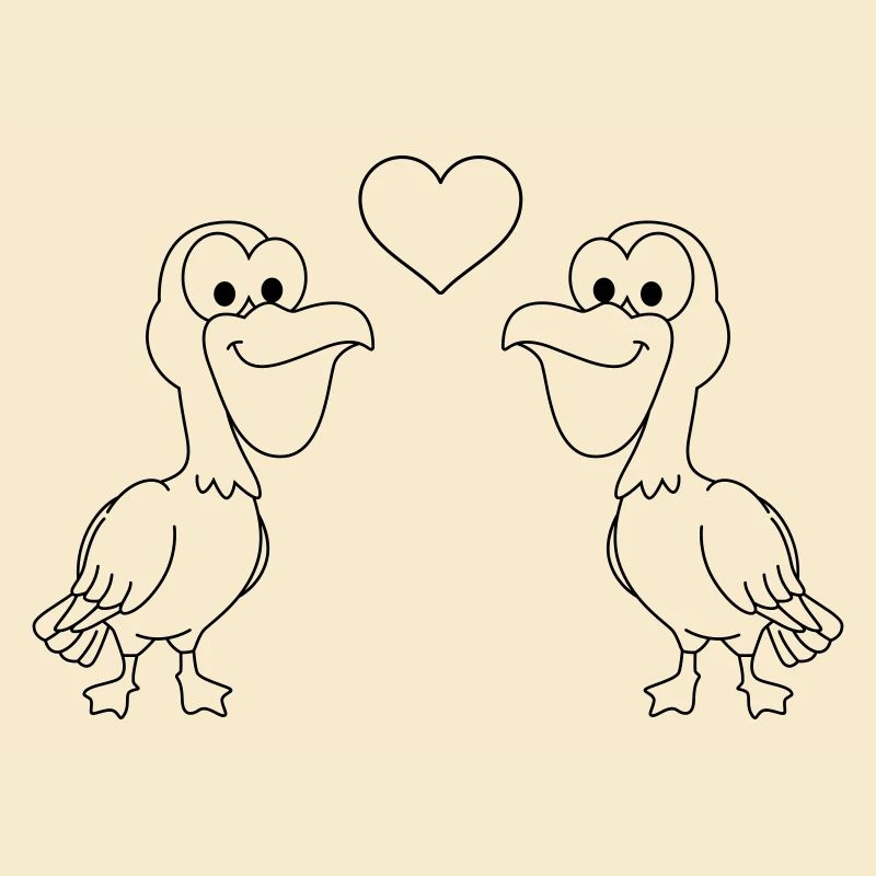 Pelikan Comic Paar liebe