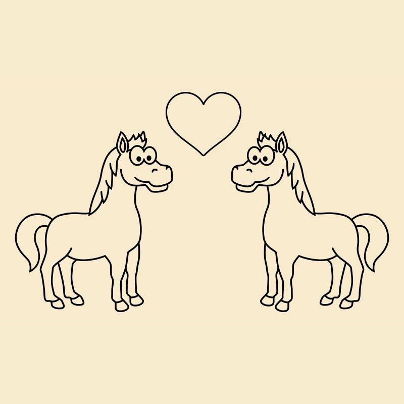 Pferd Comic Tier Paar Liebe