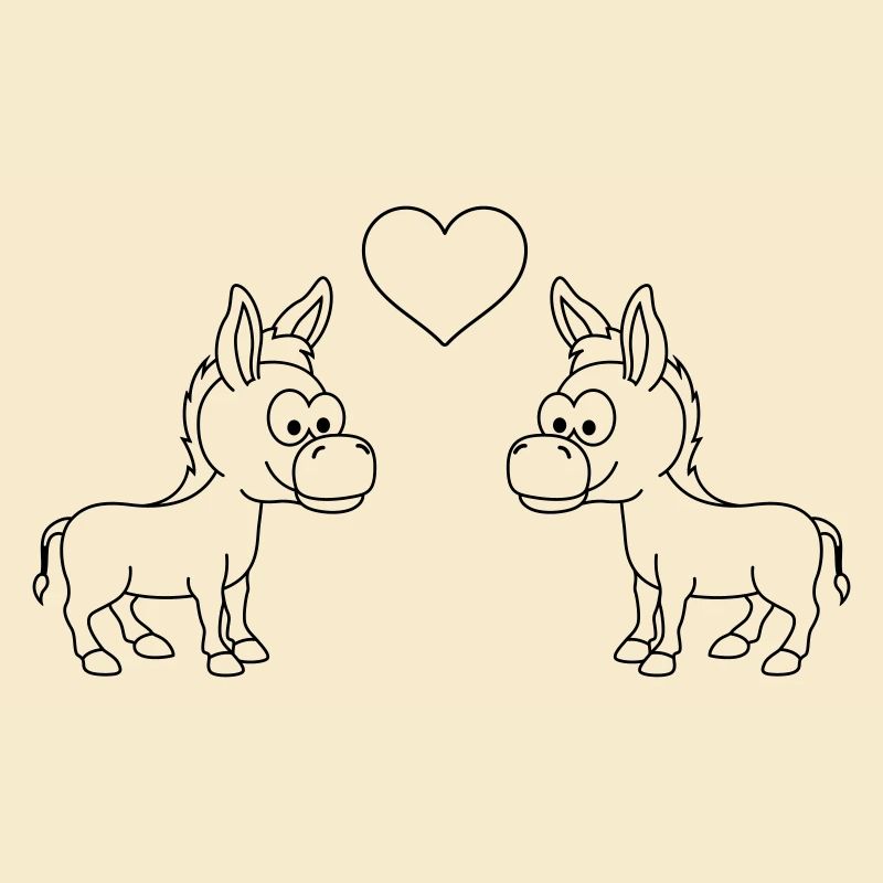 Esel Comic Paar liebe