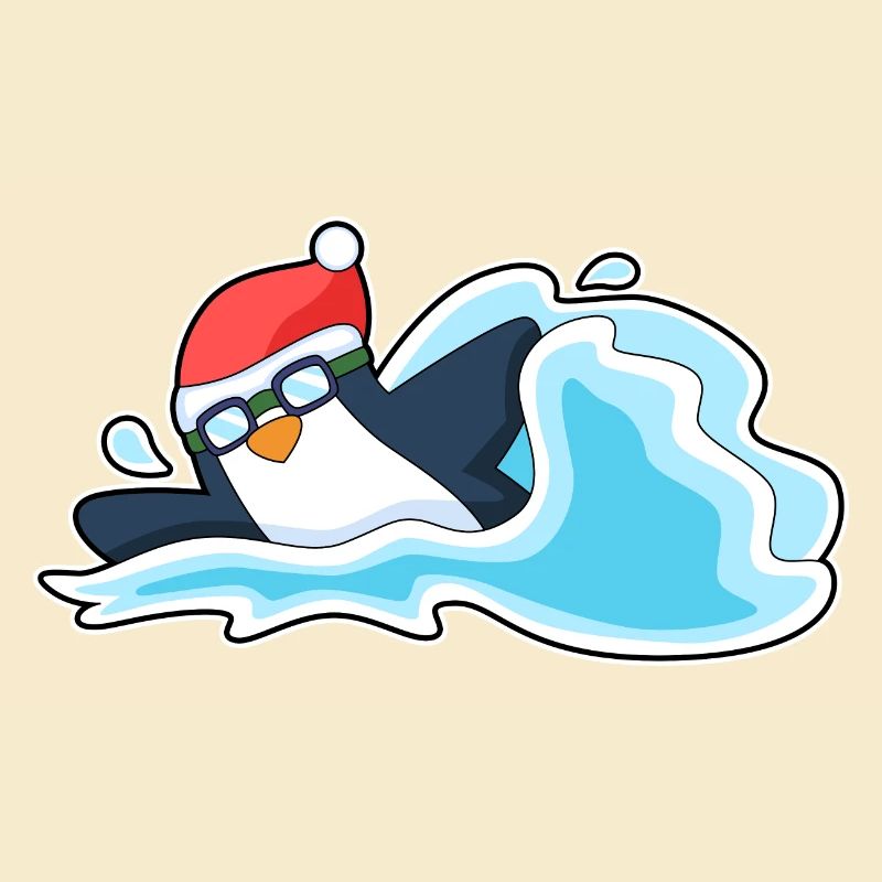 Pingouin Noël baignade