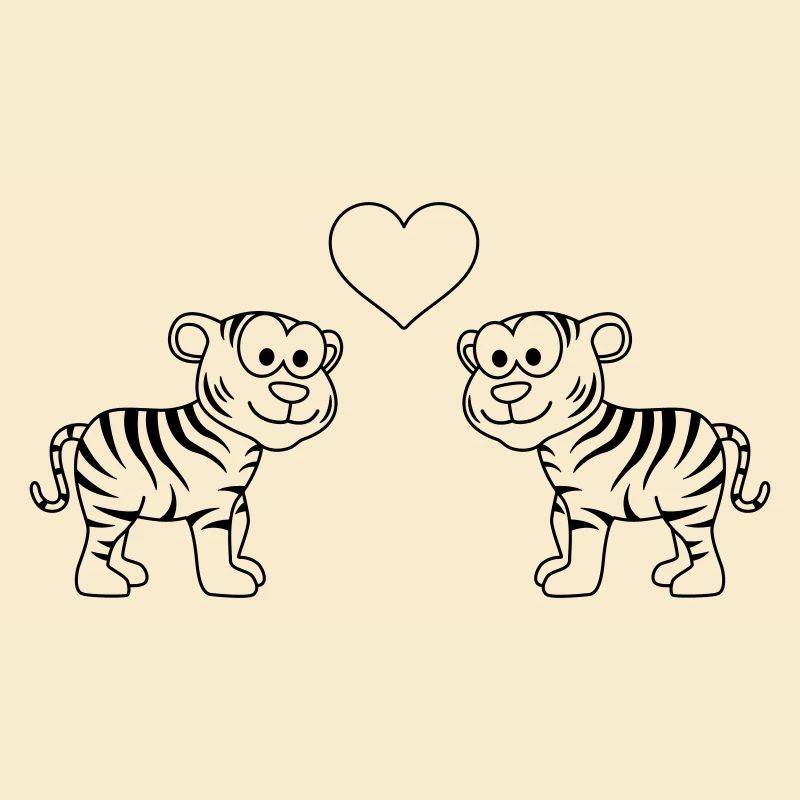 Tiger Comic Paar Liebe