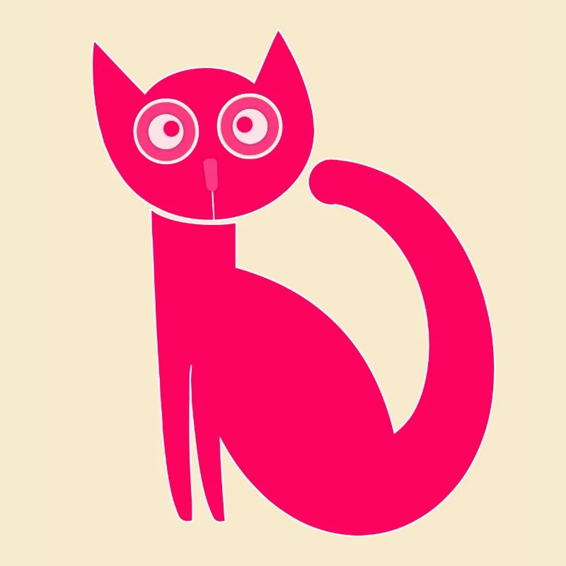 Chat mignon, chat drôle, original, naïf, rose