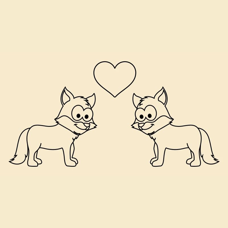 Fuchs Comic Paar Liebe