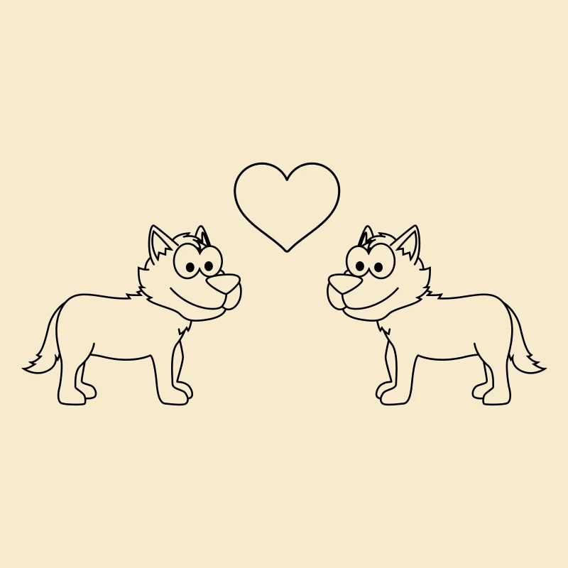 Wolf Comic Paar Liebe