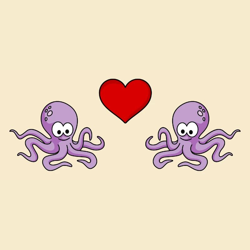 Krake Comic Paar liebe
