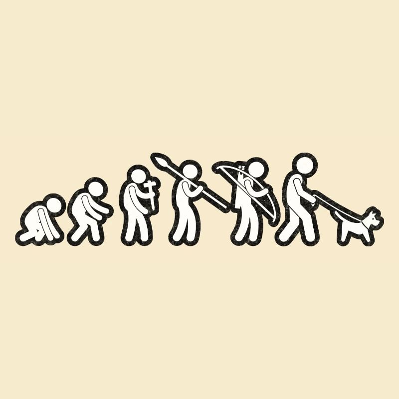 Evolution de l’homme marchant sur le grunge blanc