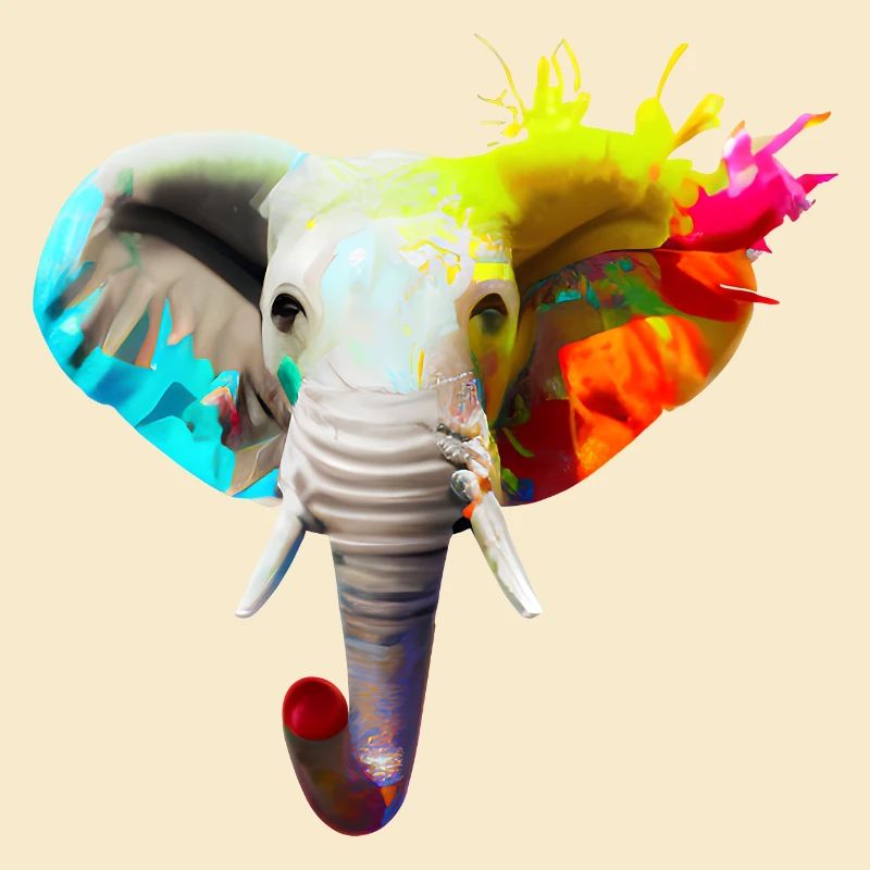 Tête d’éléphant avec explosion de couleur