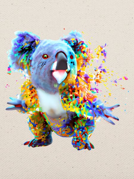 Koala in Farbexplosion