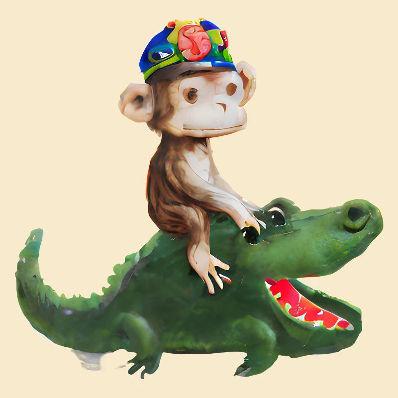Drôle de singe sur la conception du crocodile