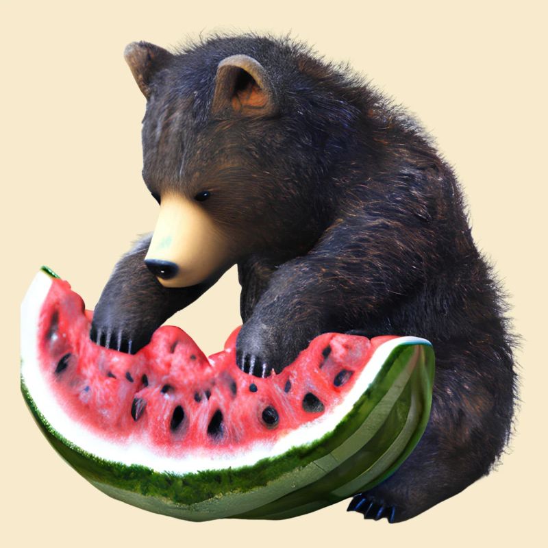 Bear with watermelon