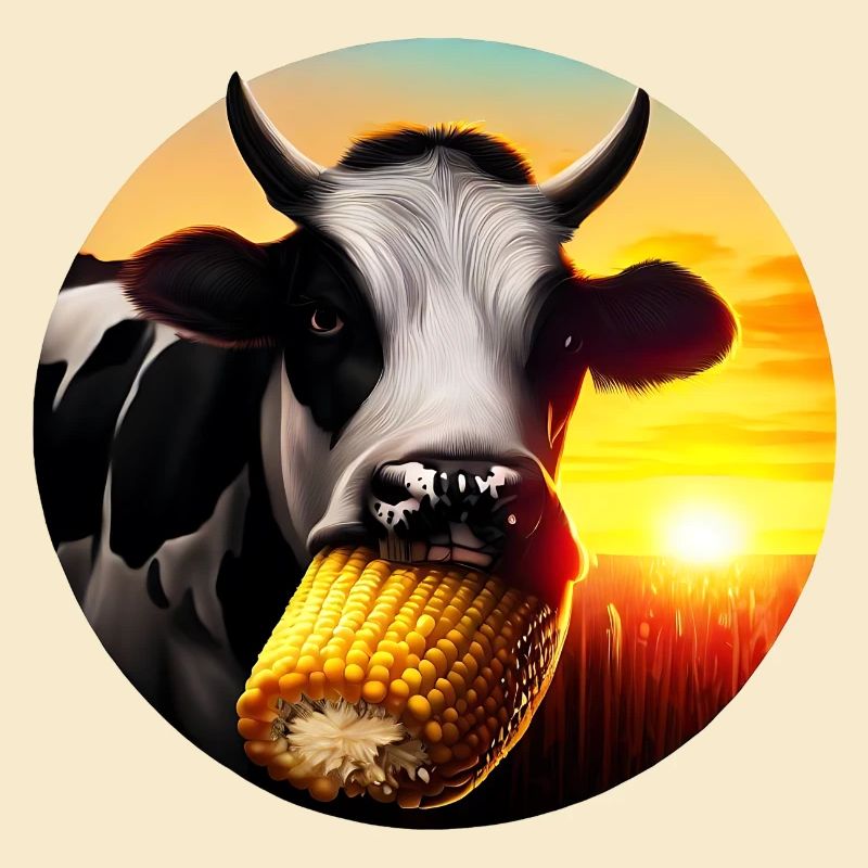 Cow enjoying corn