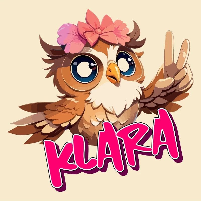 KLARA - Schöner Mädchen Name mit süßer EULE