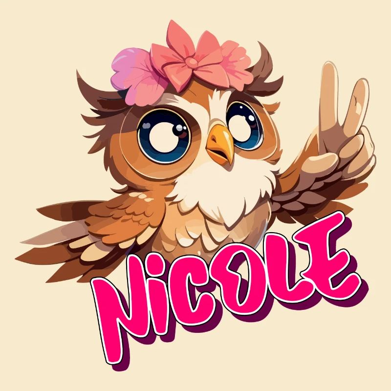 NICOLE - Schöner Mädchen Name mit süßer EULE