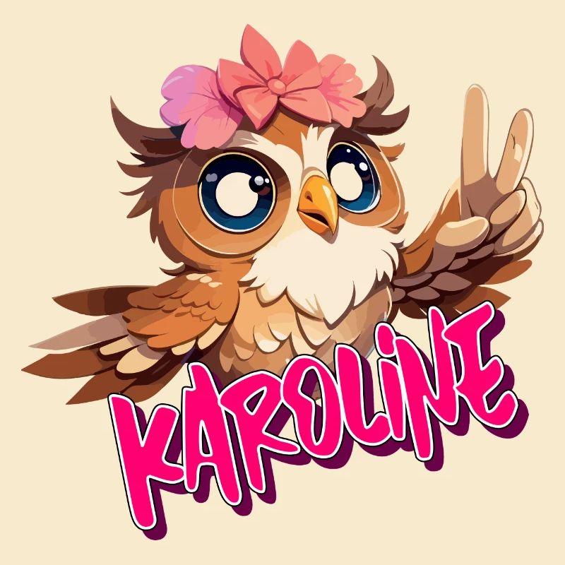 KAROLINE - Schöner Mädchen Name mit süßer EULE