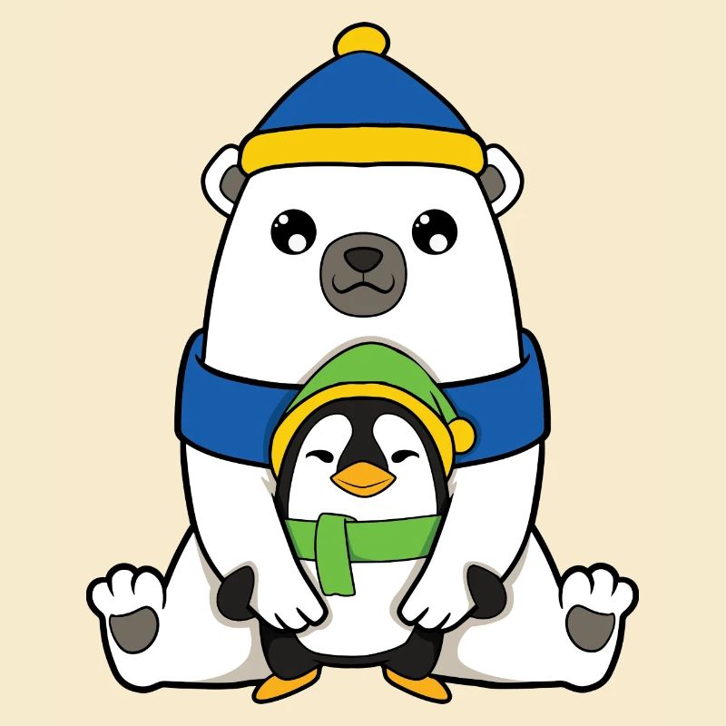 Eisbär mit Pinguin