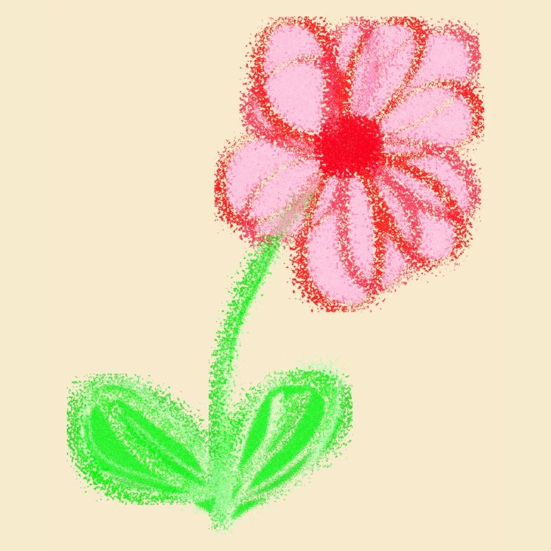 Rotes Blümchen handgemalt abstrakt Blume Pixel