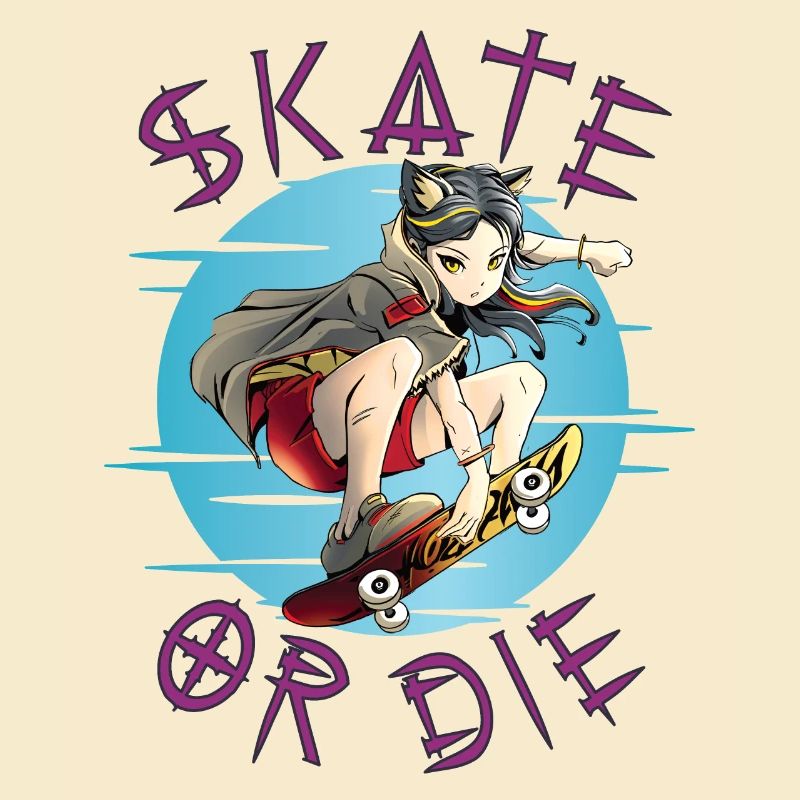 Skate oder stirb Skateboarder Anime Mädchen