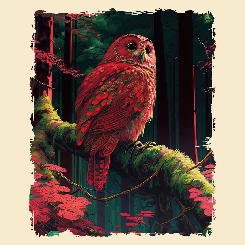 Rote Eule Mystisch Fantasy Wald