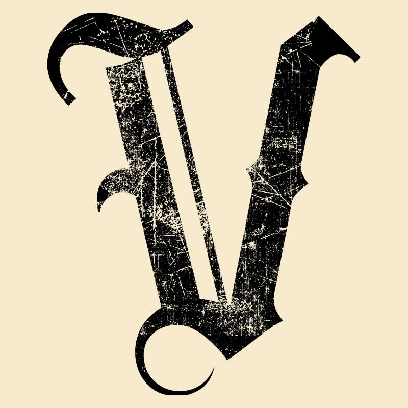 Tshirt alphabet initial V