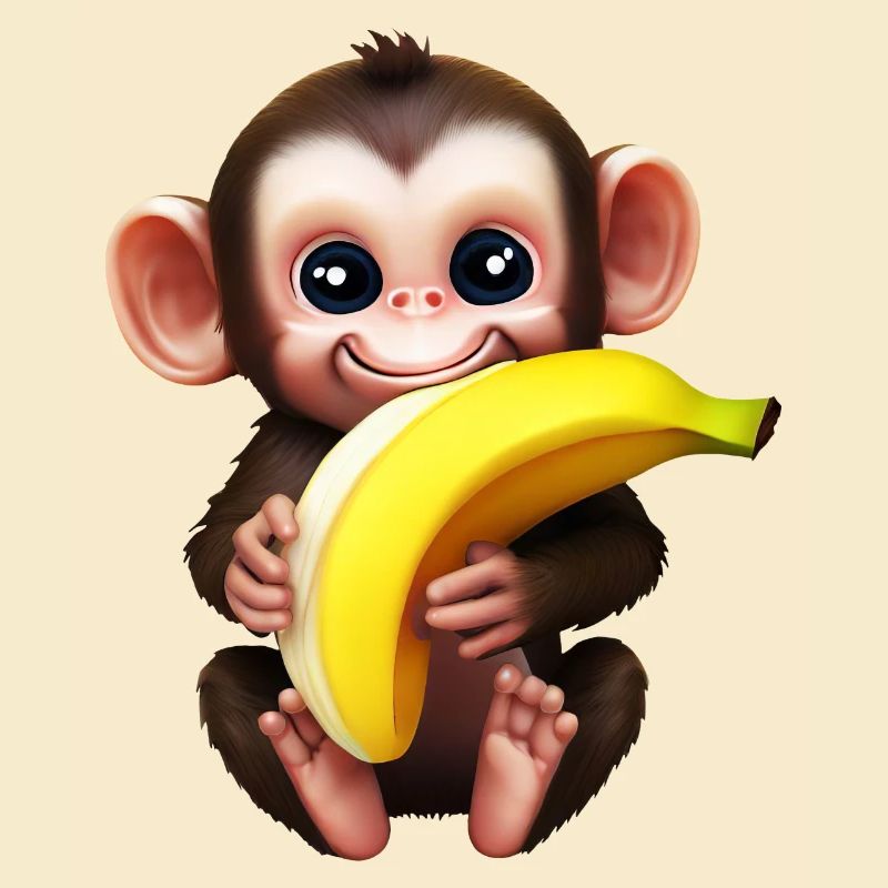 Chimpanzee with banana - monkey lover design
