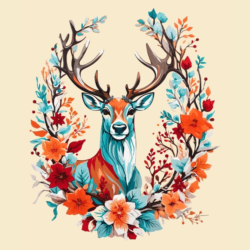Deer with flowers