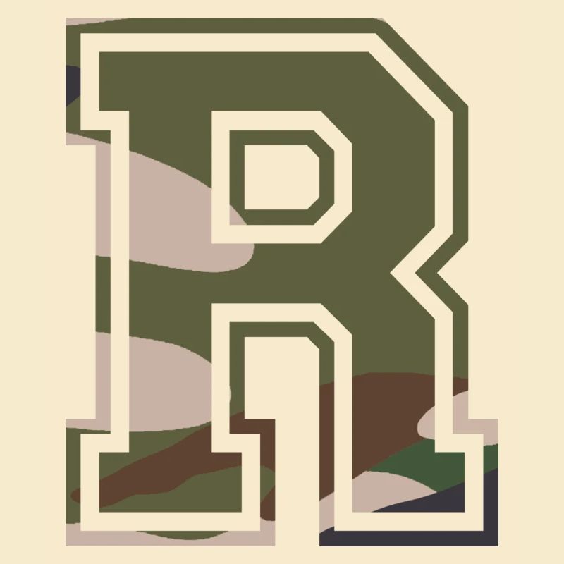 R, Monogram, Camouflage Green-Brown