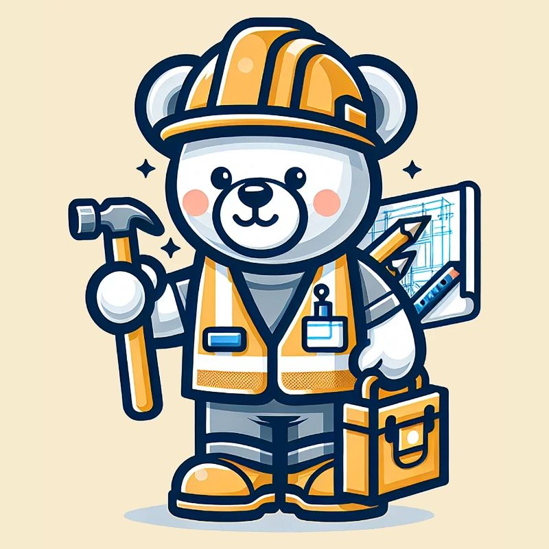 Cute Bear Construction Worker