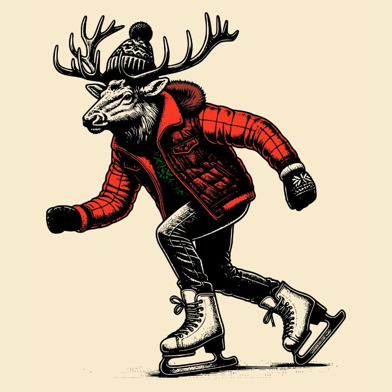 Ice skating moose