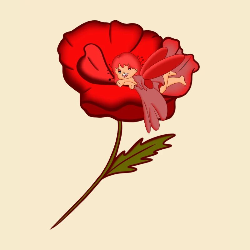 Fee in einer Mohnblume