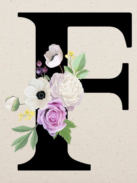Lila Blumenbuchstabe F